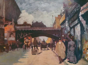 Straße in Berlin: Friedrichstraße an der Ecke Georgenstraße, ca. 1900
